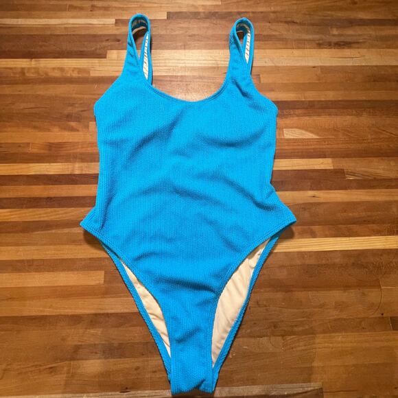 Cotton on Women's Low-Back One-Piece Swimsuit - Bonnie Blue Crinkle medium - Picture 1 of 6